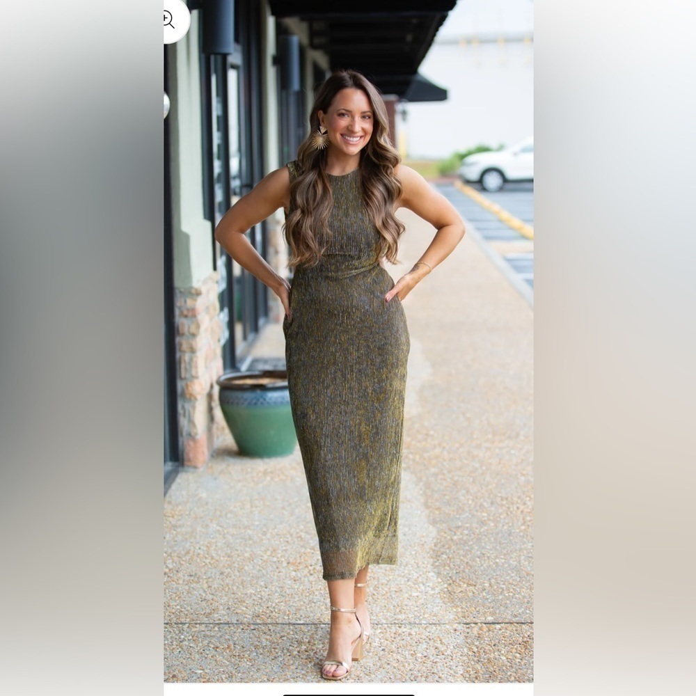 MINKPINK NWT EMERY GOLD METALLIC CUT OUT DRESS SIZE SMALL